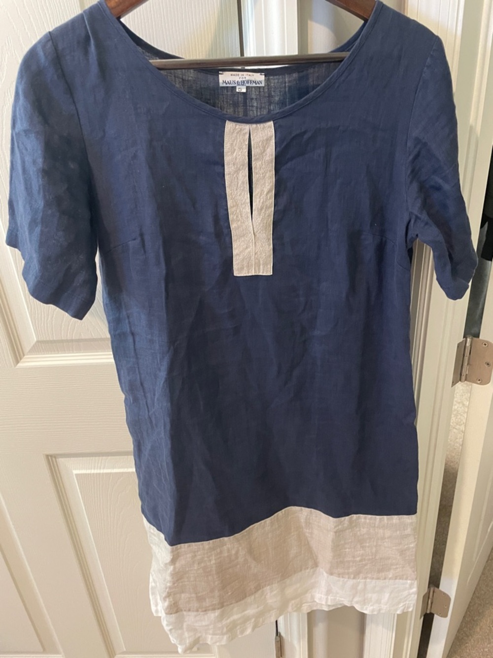 Blue and White Linen Tunic Dress Italian made
